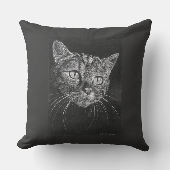 Coussin D'extérieur Dessin de visage de chat (Recto)