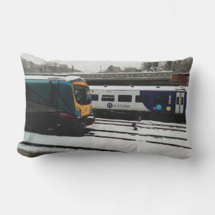 Coussin D'extérieur Deux trains, dans la neige
