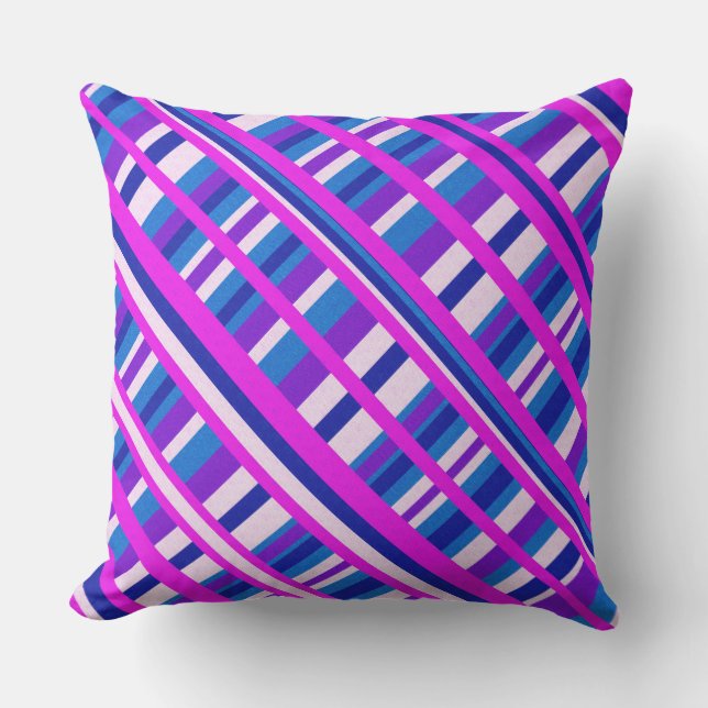 Coussin D'extérieur Diagonale bleue rose violet (Recto)