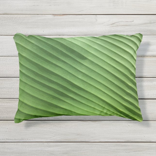 Coussin D'extérieur Diagonale Feuille Verte (Devant)