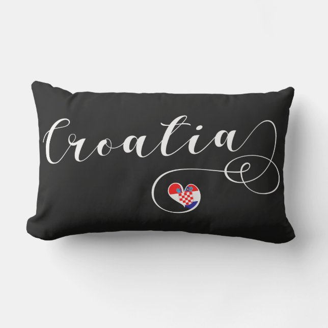 Coussin D'extérieur Drapeau Croatie En Coeur, Croate (Recto)