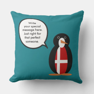 Coussin D'extérieur Drapeau danois pingouin parlant personnalisé Mme