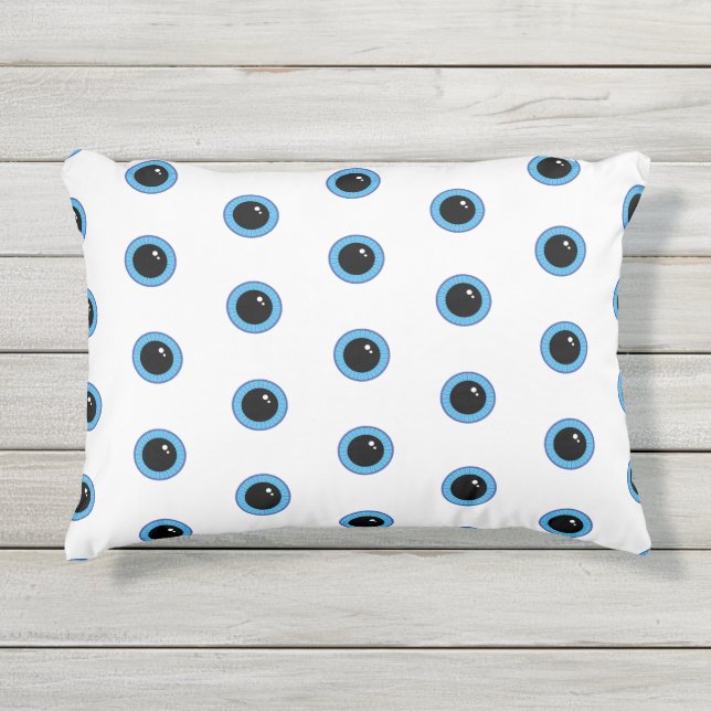 Coussin D'extérieur Drôle Maigre Yeux Bleus (Devant)