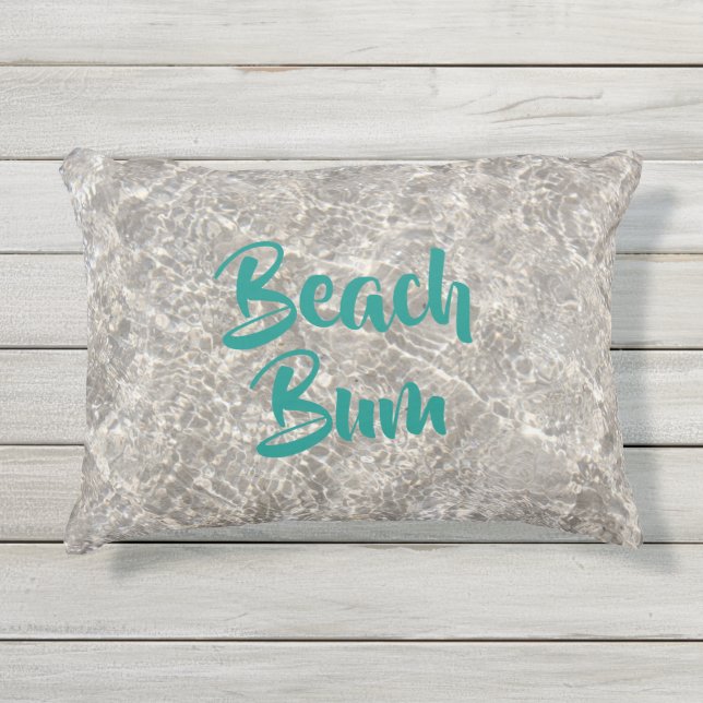 Coussin D'extérieur Eau de cloison de plage sur sable de plage été (Devant)