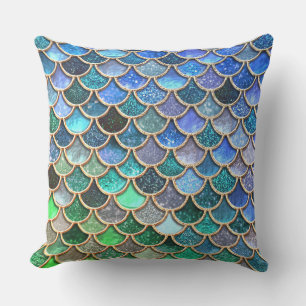 Coussin D'extérieur Echelles de sirène de Parties scintillant multicol