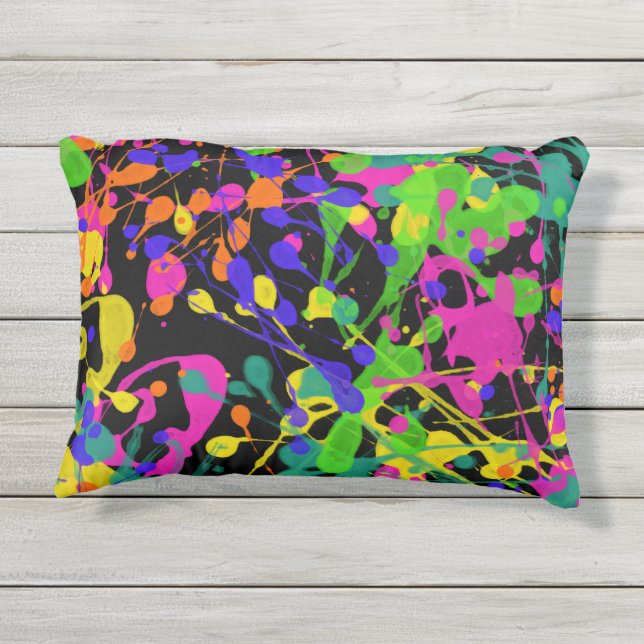 Coussin D'extérieur Éclat de peinture de nuit (Dos)