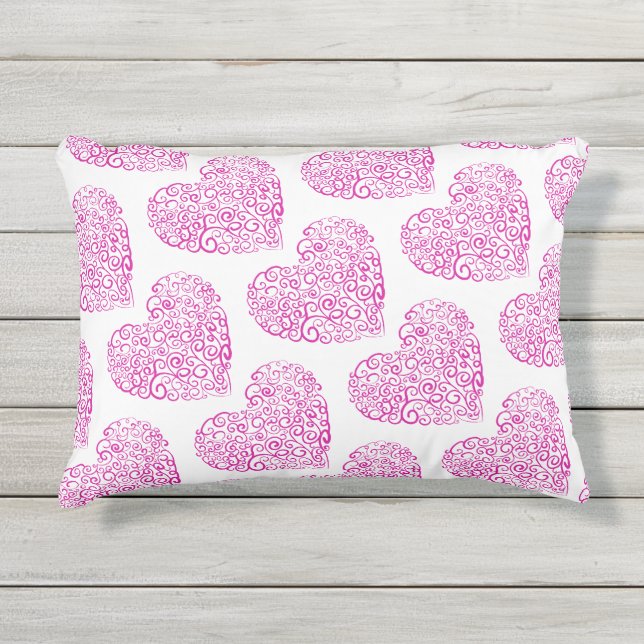 Coussin D'extérieur Écriture spirale coeur rose pour la Saint Valentin (Devant)