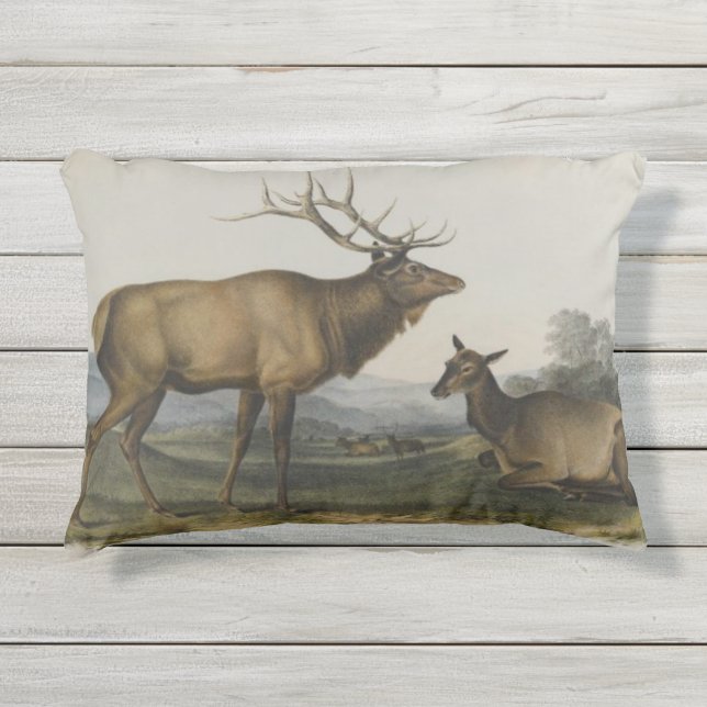 Coussin D'extérieur Élans américains par John James Audubon (Devant)