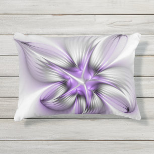 Coussin D'extérieur Élégance florale Art Abstrait Violet Fractal moder