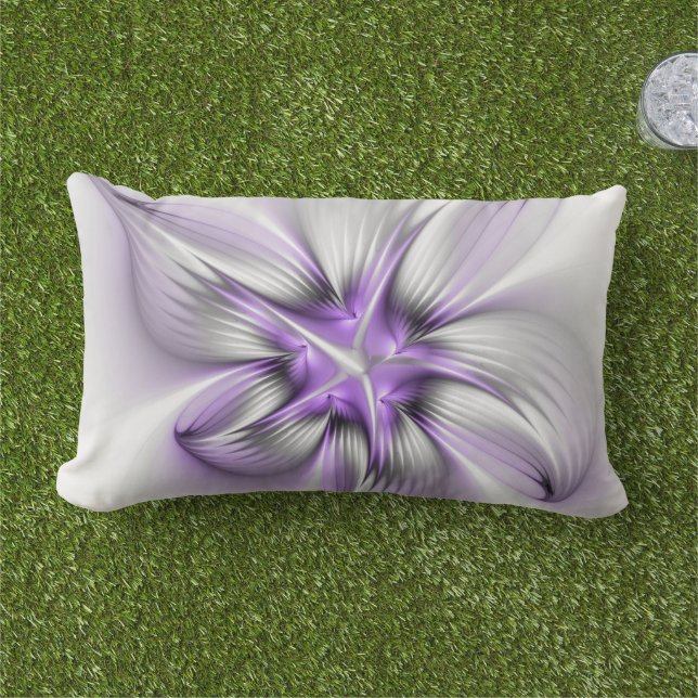 Coussin D'extérieur Élégance florale Art fractal violet abstrait moder (Herbe)