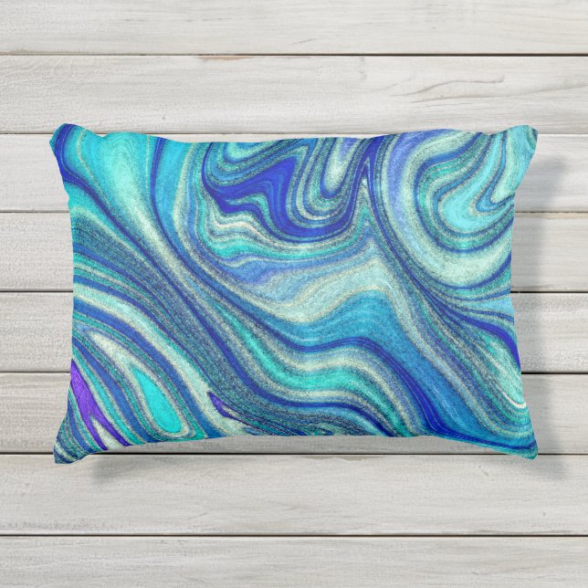 Coussin D'extérieur Elégant Aquamarine Paua Rainbow Shell inspiré (Devant)