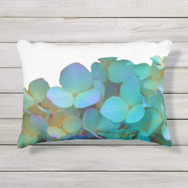 Coussin D'extérieur Elégant bleu Turquoise hydrangée rose fleurs flora (Devant)