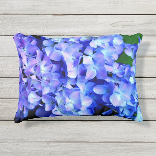 Coussin D'extérieur Élégant bleu violet clair magenta hydrangée floral (Devant)