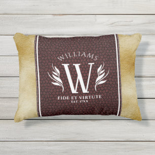 Coussin D'extérieur Elégante feuille de cuir et papier Vintage Nom de