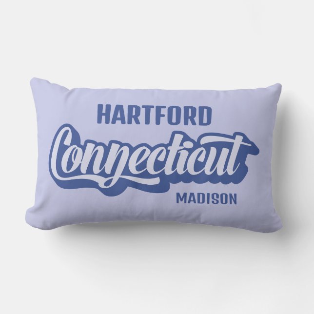 Coussin D'extérieur Emplacement personnalisé & nom Connecticut (Recto)