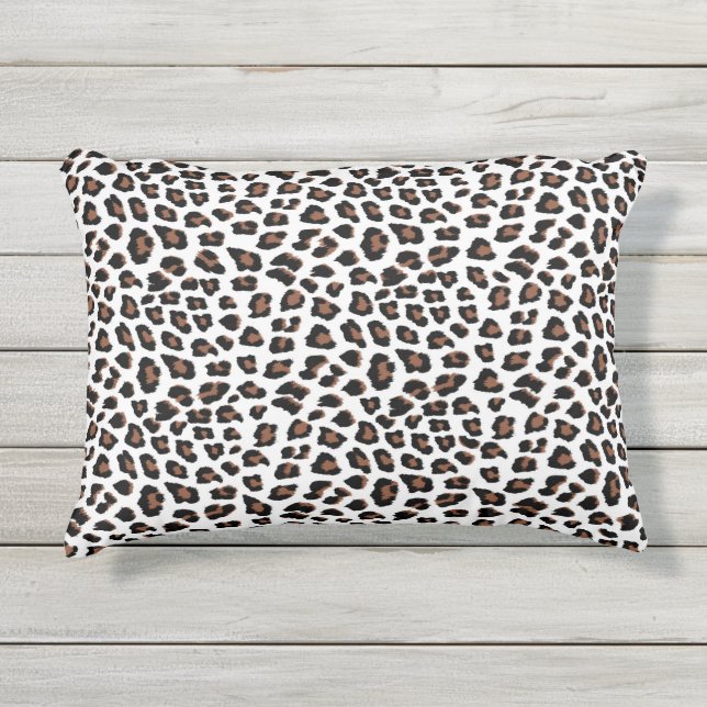 Coussin D'extérieur Empreinte de léopard blanc (Devant)