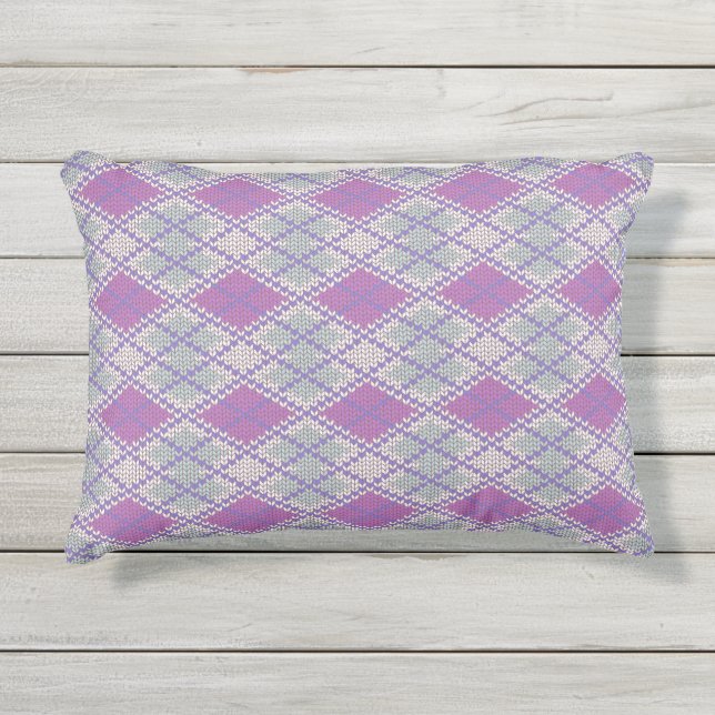 COUSSIN D'EXTÉRIEUR EN MAILLE ARGYLE LILAS (Devant)