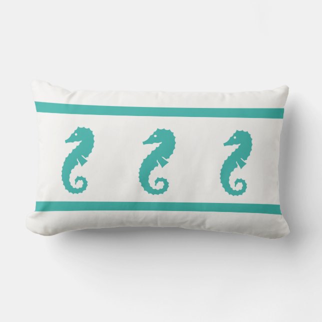 Coussin D'extérieur Etang extérieur bleu et blanc SEAHORSE (Recto)