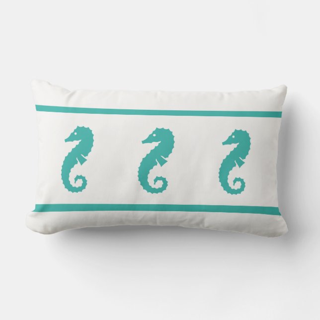 Coussin D'extérieur Etang extérieur bleu et blanc SEAHORSE (Recto)
