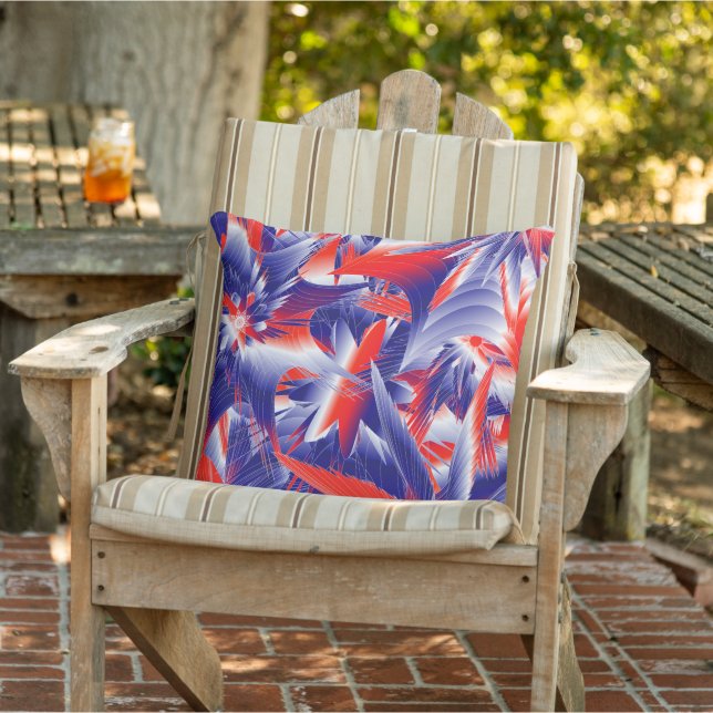 Coussin D'extérieur Étoiles Abstraites  Rouge Blanc et Bleu (Chaise)