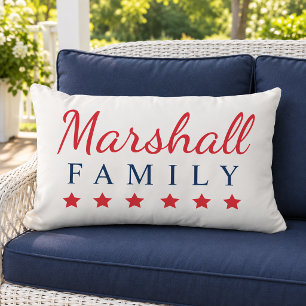 Coussin D'extérieur Étoiles de la marine rouge patriotique Monogramme