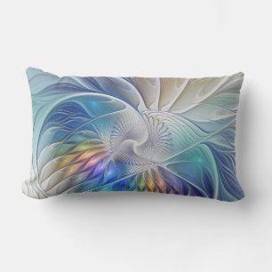 Coussin D'extérieur Fantaisie florale, fleur fractale abstraite coloré