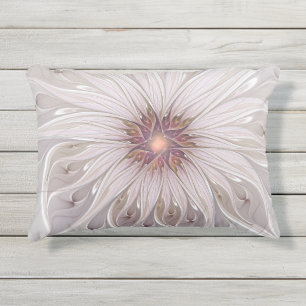 Coussin D'extérieur Fantaisie florale, fleur pastel moderne abstraite