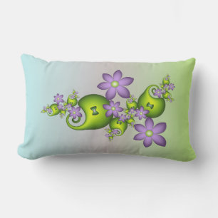 Coussin D'extérieur Fantaisie florale fleurs de lilas formes vertes fr