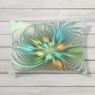 Coussin D'extérieur Fantaisie Moderne Abstraite Fleur Fractale Colorée
