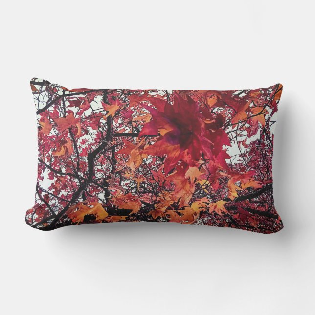 Coussin D'extérieur Feuille rouge et orange (Recto)