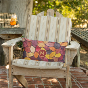 Coussin D'extérieur Feuilles d'automne colorées Monogrammes personnali