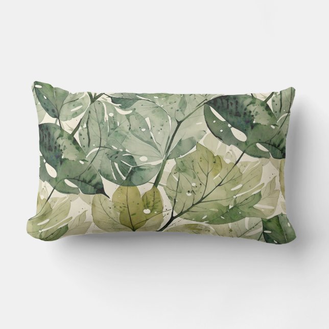 Coussin D'extérieur Feuilles forestiers verts stratifiés (Recto)