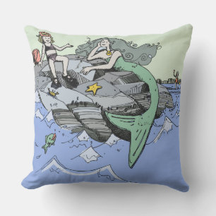 Coussin D'extérieur Fille Sirène Été Plage Amitié Fantaisiste