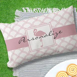 Coussin D'extérieur Flamant rose rose rosé Art déco