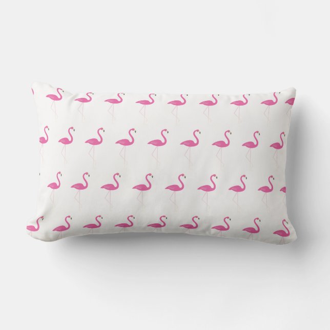Coussin D'extérieur Flamants roses roses mignons sur blanc - extérieur (Recto)