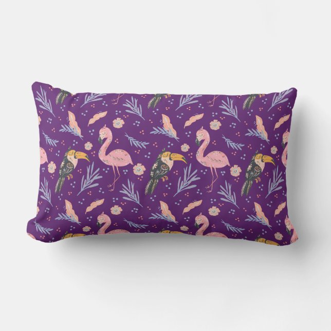 Coussin D'extérieur Flamants roses violets Tropical Jungle Été Extérie (Recto)