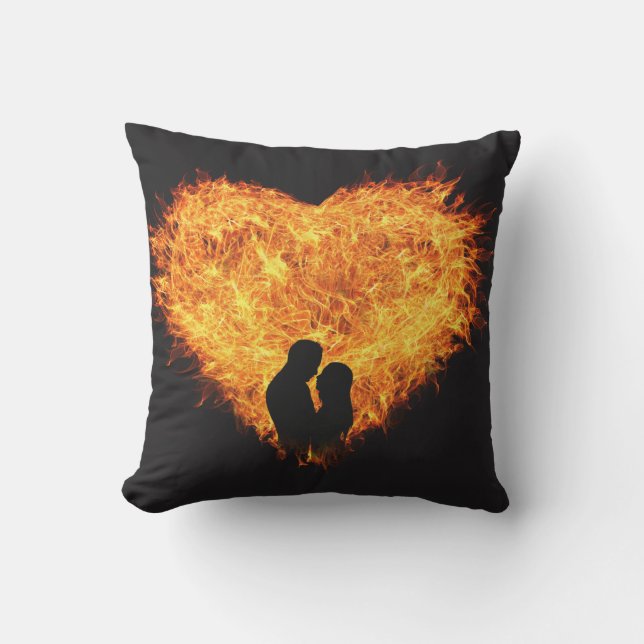 Coussin D'extérieur Flaming Heart Passionné Saint-Valentin (Recto)