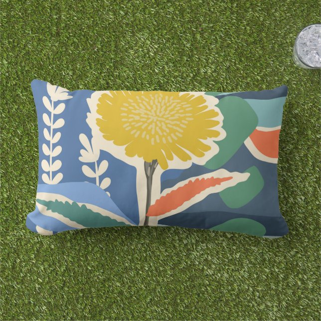 Coussin D'extérieur Fleur abstraite Dandelion Blocs de couleur Moderne (Herbe)
