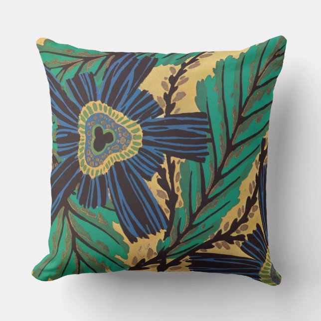 Coussin D'extérieur Fleur Bleue Art Déco de Séguy (Recto)