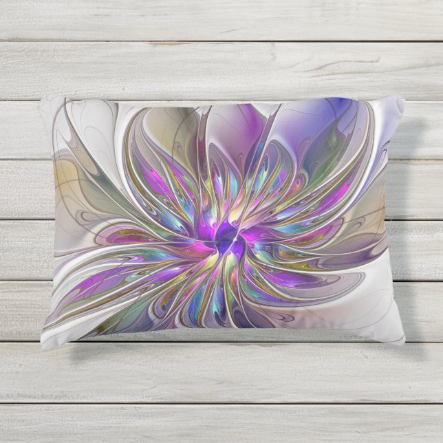Coussin D'extérieur Fleur d'art Abstrait, énergique et coloré (Devant)