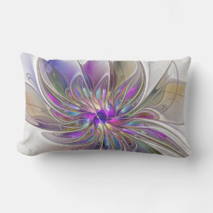 Coussin D'extérieur Fleur d'art fractal abstrait énergique et coloré