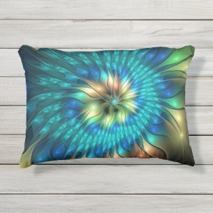 Coussin D'extérieur Fleur d'Imaginaire lumineux, Fractale Abstraite co
