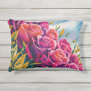 Coussin D'extérieur Fleur Ethérée : Symphonie Rose Abstraite aquarelle