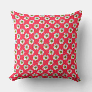 Coussin D'extérieur Fleur imprimé marguerite sur rose rouge
