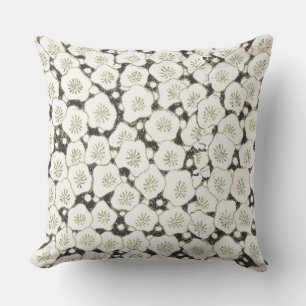 Coussin D'extérieur Fleur japonaise vintage 1902 : Fleur noire et blan