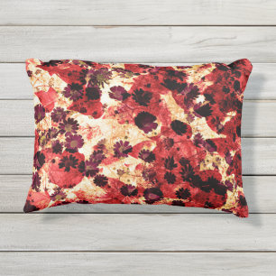 Coussin D'extérieur Fleur marguerite jaune rouge motif design abstrait