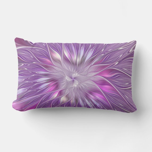 Coussin D'extérieur Fleur Rose Violet Passion Abstrait Art Fractal (Recto)