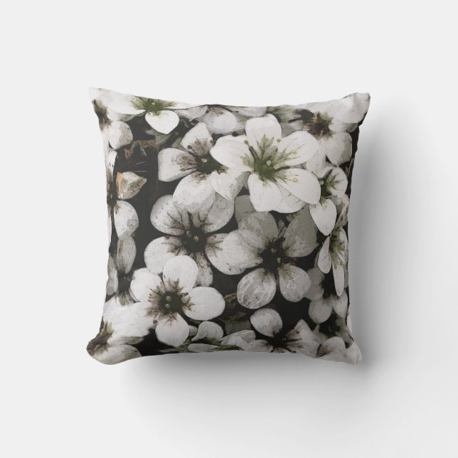 Coussin D'extérieur Fleurs blanches de jardin d'été (Recto)