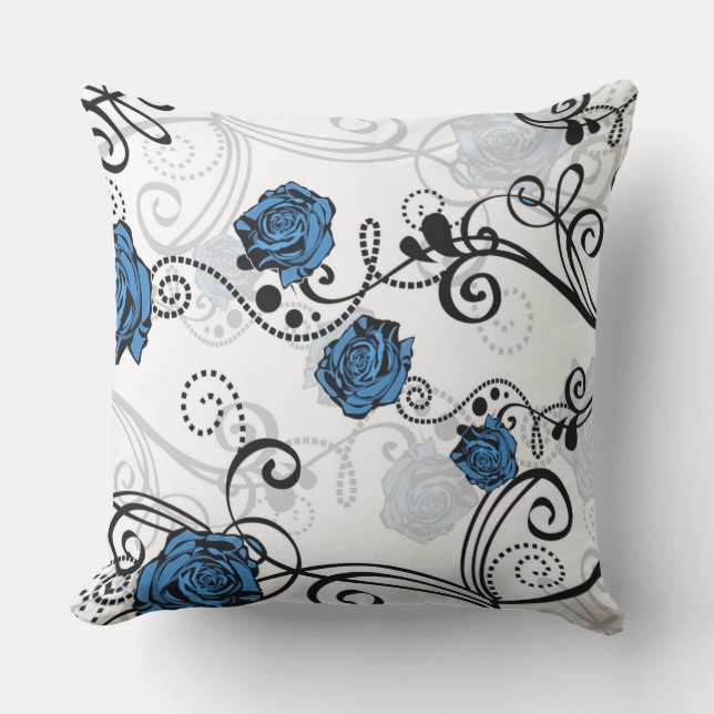 Coussin D'extérieur Fleurs bleues et torchères (Recto)
