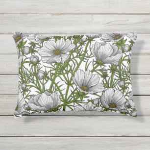 Coussin D'extérieur Fleurs cosmos blanches